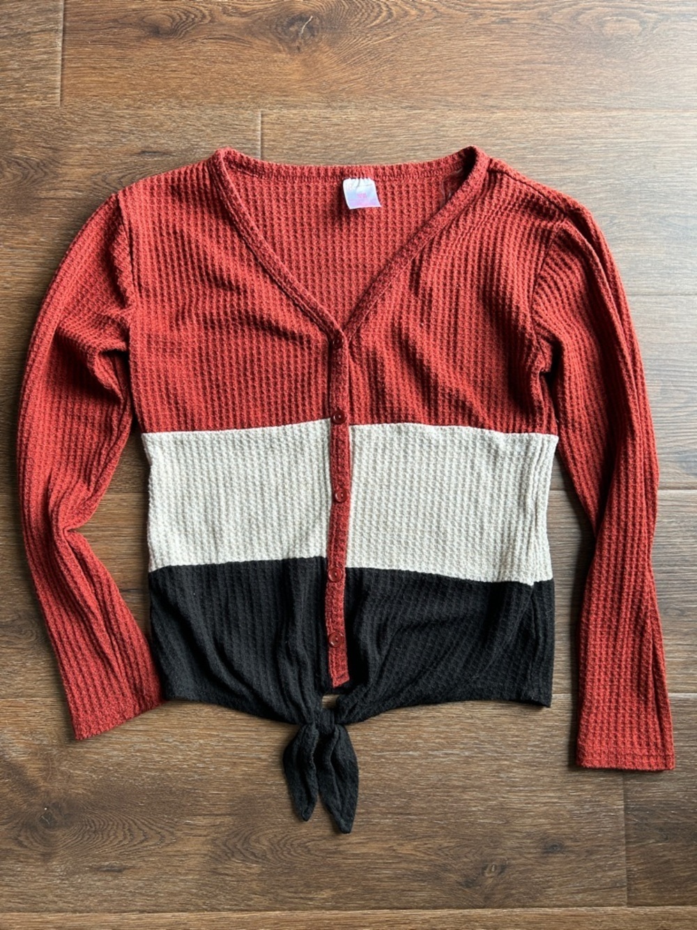No Boundaries Waffle Knit Color Block Shirt | Waffle Knit Shirt | Color Block